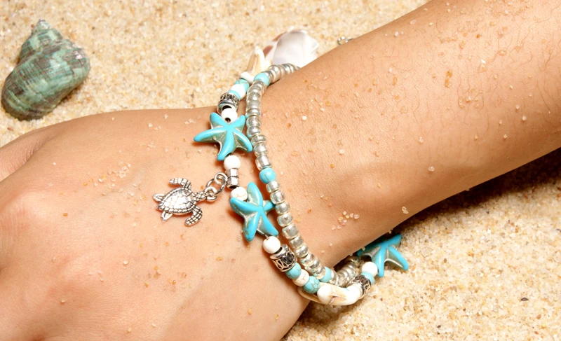 MOON GIRL Shell Beads анклеты Морская звезда для женщин многослойный ножной браслет ручной работы богемные ювелирные сандалии Прямая поставка