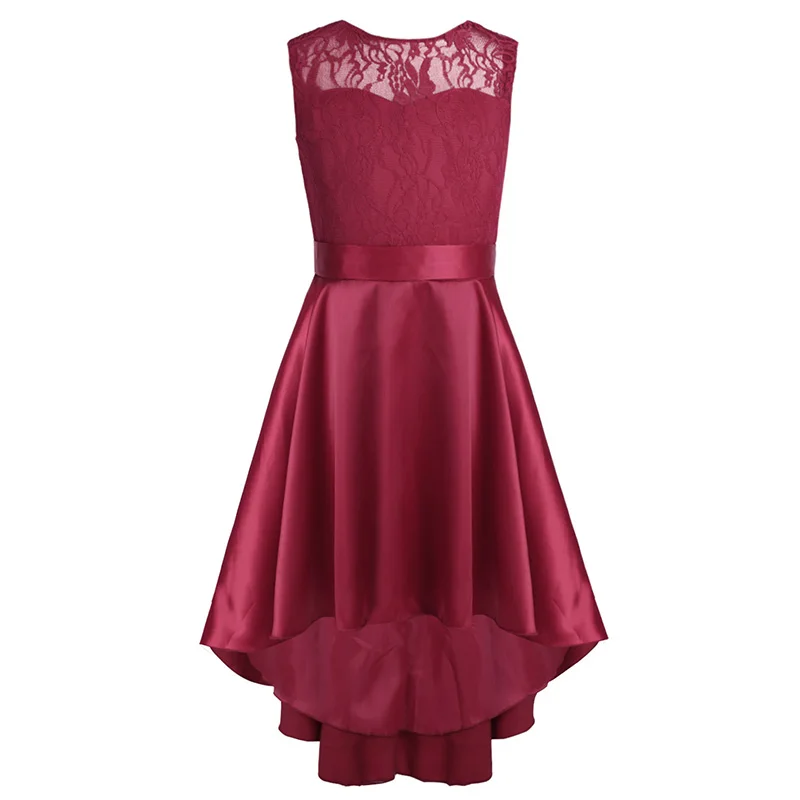 Burgundy Iiniim/; платье для сцены для девочек; платье-пачка для дня рождения; вечерние платья; кружевной топ с цветочным рисунком для подростков; атласная одежда для торжеств - Цвет: Burgundy