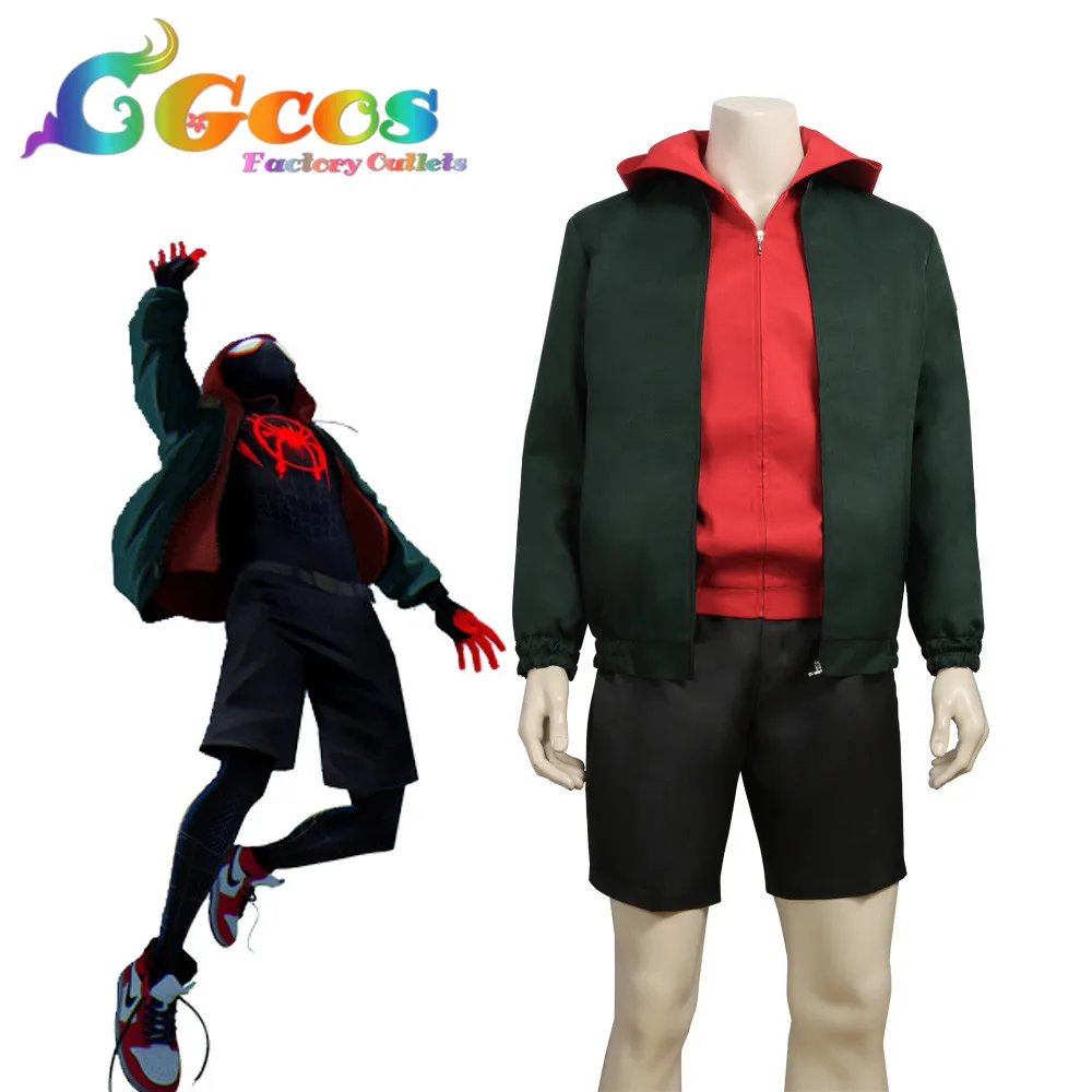 CGCOS Бесплатная доставка Косплей Костюм Человек паук: в паук стих Miles Morales Униформа