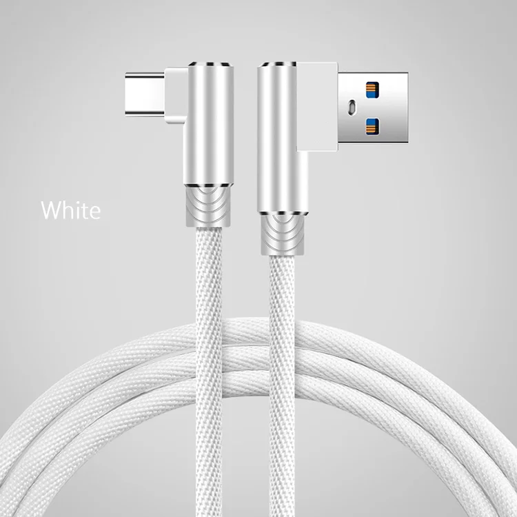 White Кабель с прямым углом 90 градусов Usb C для быстрой зарядки huawei P20 Lite Nova 3 2S 2 Plus Asus Zenfone 5 4 шнур зарядного устройства - Тип штекера: White