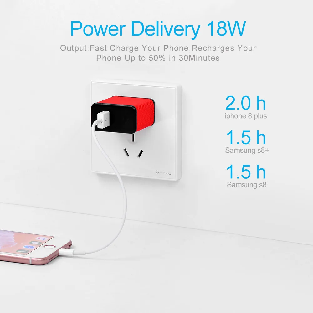 HYASIA USB Type C PD зарядное устройство 18 Вт для Huawei P20 Быстрая зарядка iPhone 8 Xs Max адаптер +