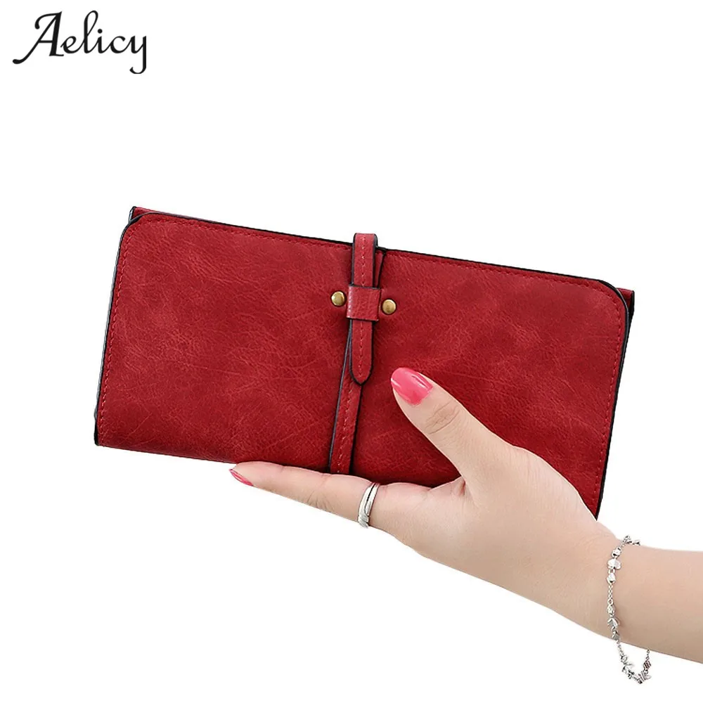 Женский кошелек Aelicy длинный однотонный из нубука на шнурке Сумочка для телефона