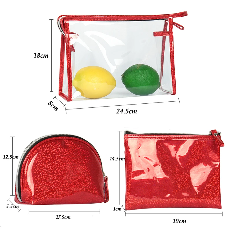 

AUTEUIL Fashion toiletries travel organizer Women pvc transparent Makeup bag zipper opening cosmetic bag for swimming pool