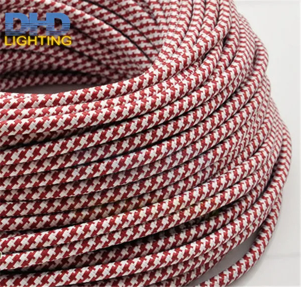 

Red&white mixed color cable 100Meters 2x0.75 Vintage textile Cable Retro fabric Electrical Wire fabric cable cord