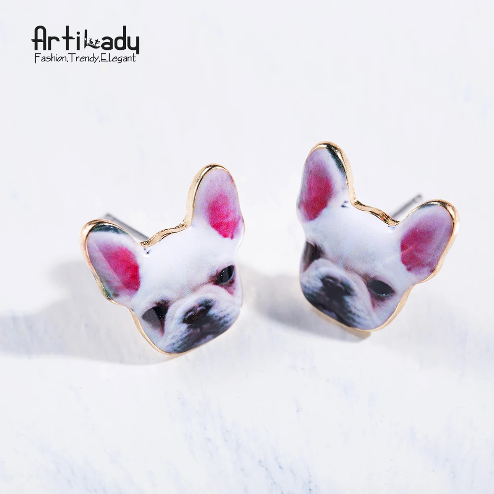 Новинка два цвета милая французская шпилька в виде бульдога серьги ювелирное