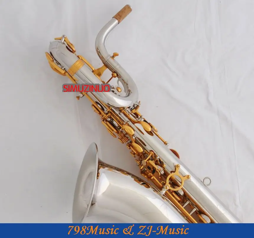 Профессиональный Серебряный и позолоченный баритон саксофон Sax High F # кожаный