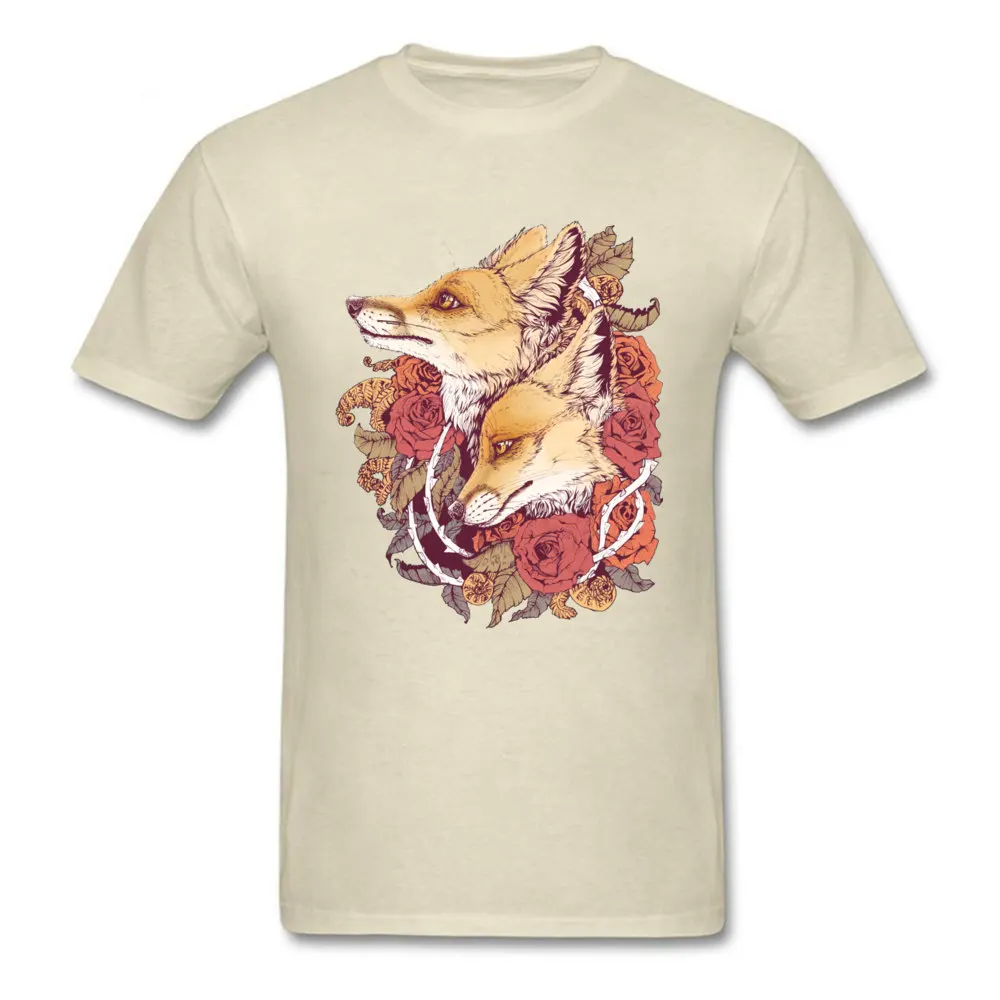 

Male Clothing Red Fox Bloom T-shirt 2019 Brand New Men T Shirt Fox Couple Art Designer Tops Cotton Floral Tees For Students XL