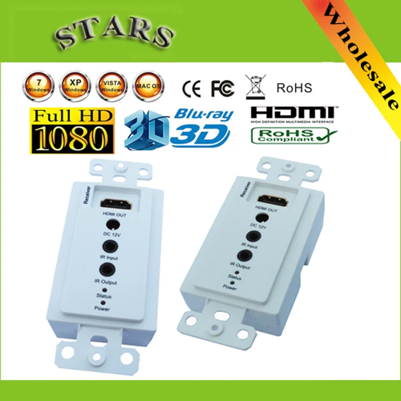 Новый 1080P 50 м настенная пластина HDMI удлинитель конвертер сплиттер 3D один Cat5e/6