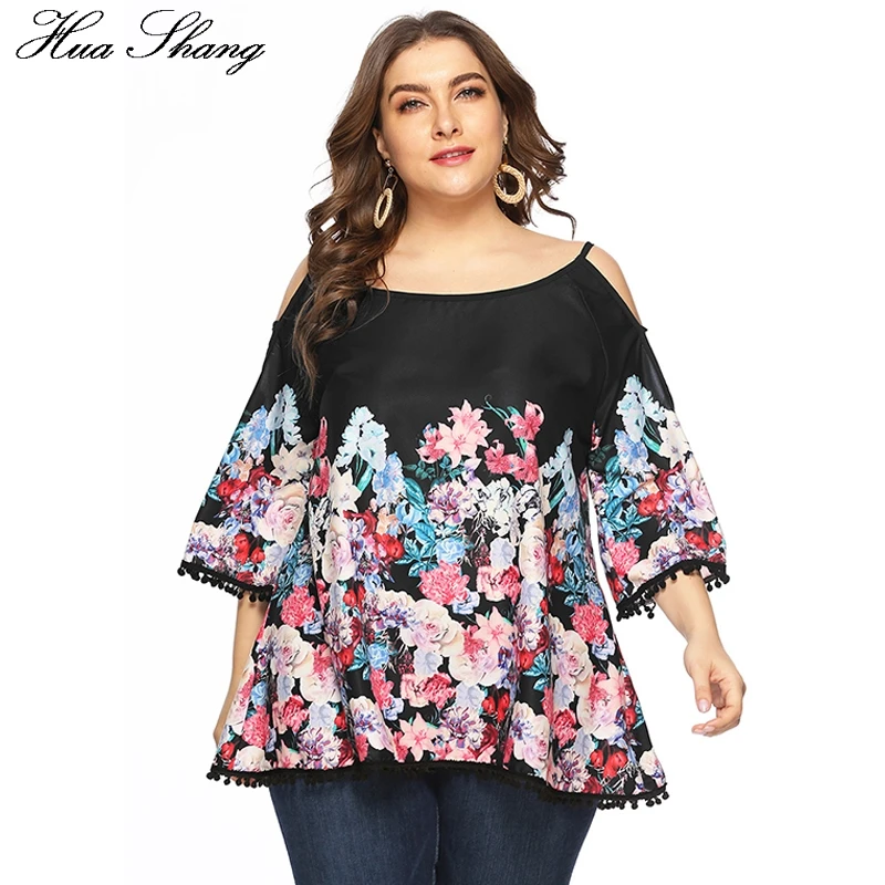 Женская блузка с цветочным принтом летняя свободная туника круглым вырезом