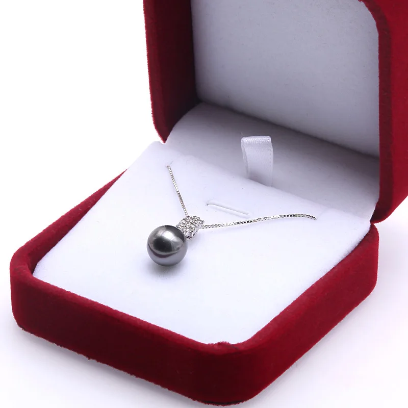 

JYX Exquisite 9.5mm Black Tahitian Pearl South Sea Cultured Pendant in 925 Sterling Silver 18 inches