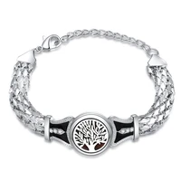 aroma diffuser tree of life bracelets bangles stainless steel magnetic essential oil aromatherapy perfume lockets girl jewelry