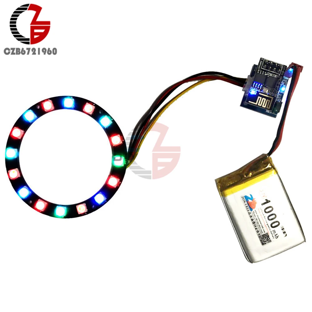 DIY Kit WS2812 RGB кольцевой светильник ESP8266 ESP-01 ESP-01S RGB светодиодный контроллер модуль адаптера 3,7 V-5 V постоянного тока для Arduino IDE/SATA