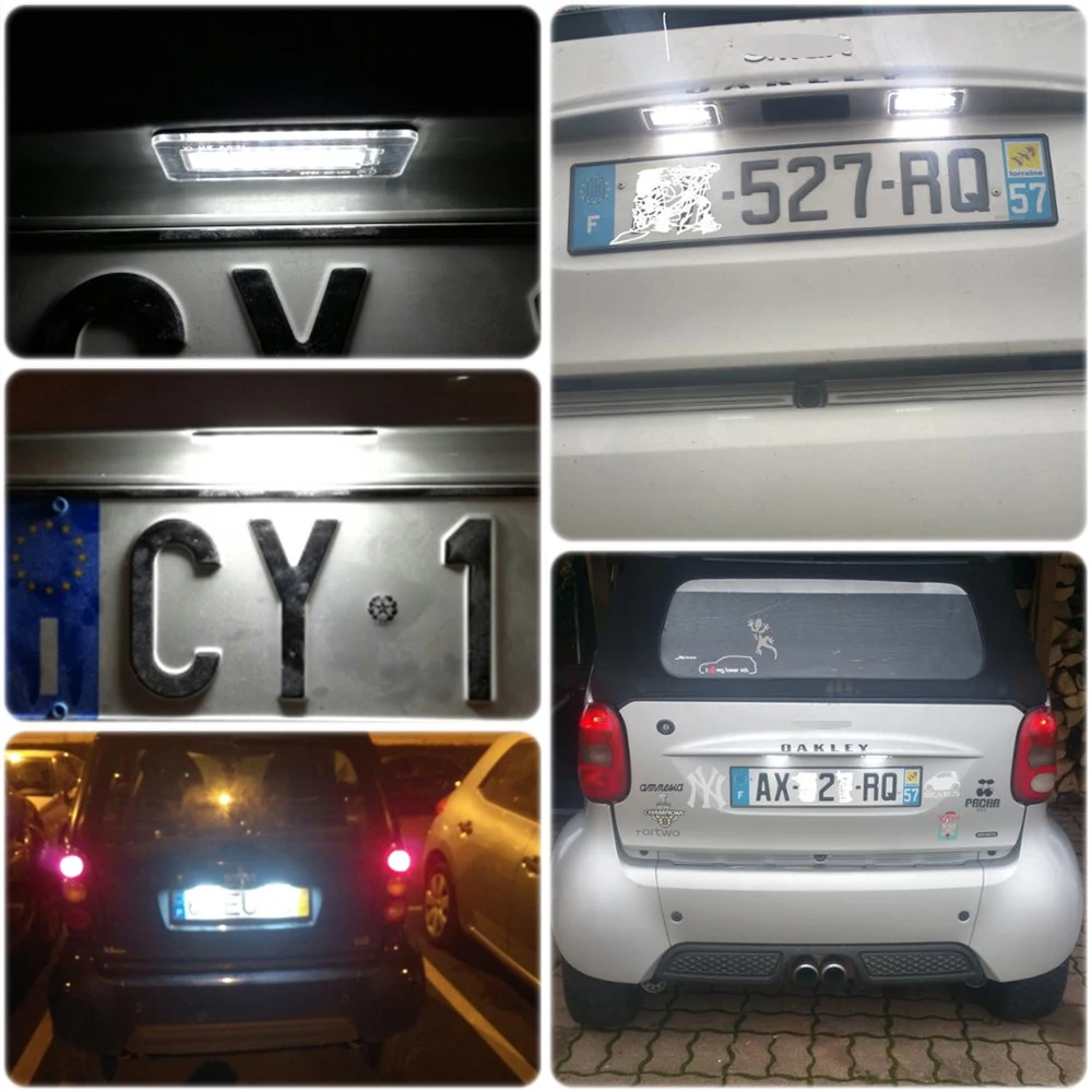 2 шт. 18SMD светодиодный номерной знак без ошибок для Benz Smart Fortwo Coupe 450|benz plate|error freesmart