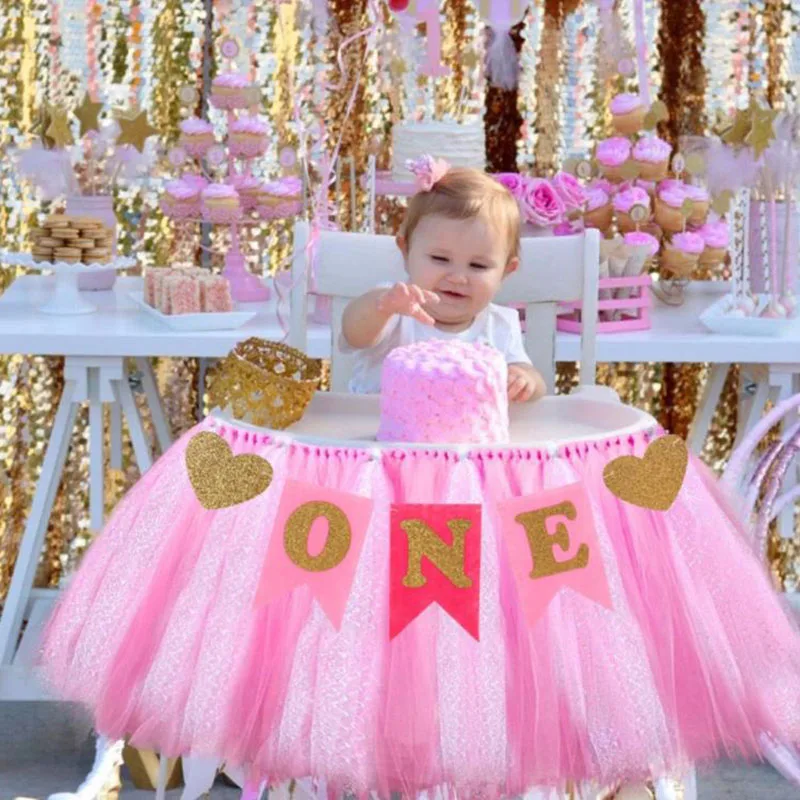 Первый девушка розовый день рождения украшения Единорог воздушный шар фольга