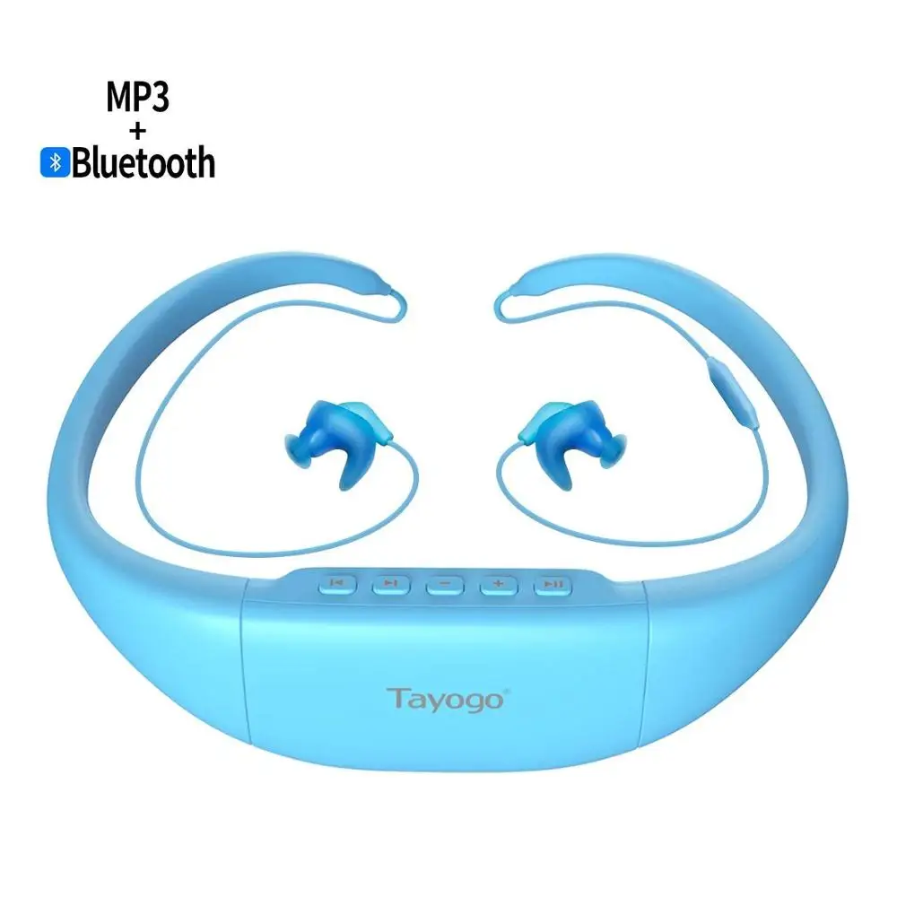 Tayogo Водонепроницаемый IPX8 MP3 музыкальный плеер Bluetooth Наушники Спортивные Беспроводные плавательные mp3 с FM bluetooth шагомер для плавания - Цвет: Blue with bluetooth