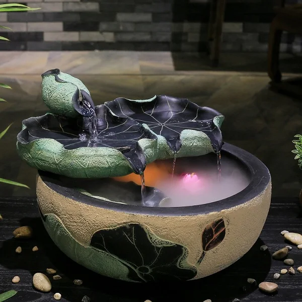 

Creative Fengshui round lucky water fountain room decoration office desktop small aquarium water landing humidifier