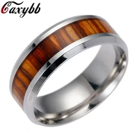 cool mans red wood for man stainless steel mens fashion high polished wedding ring