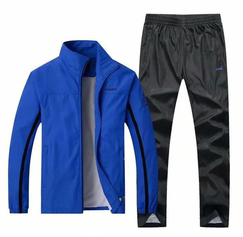 color blue Брендовый спортивный костюм для мужчин из двух частей, спортивная куртка+ штаны, комплекты, повседневная мужская спортивная одежда, спортивные костюмы для пробежек, тренировочная одежда для мужчин - Цвет: color blue