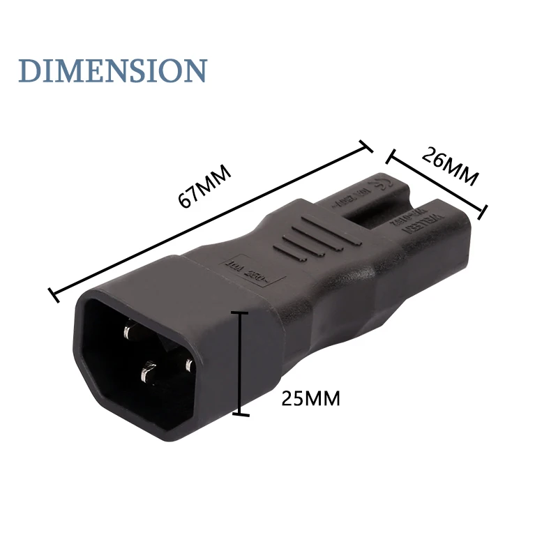 IEC320 C14 на C15 розетка источника питания переменного тока штепсельная адаптер