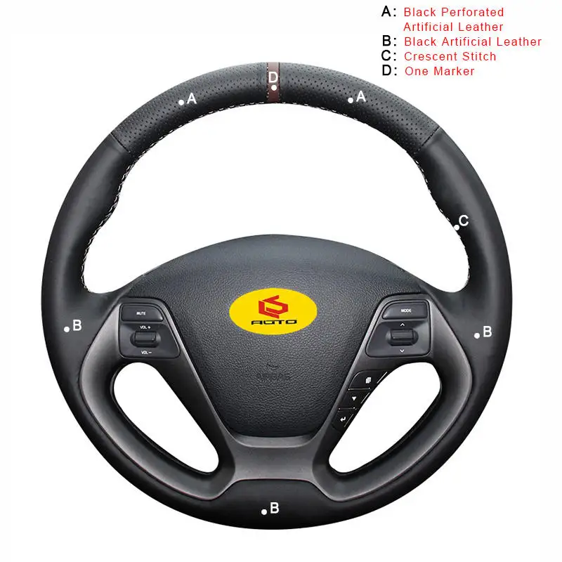 Чехлы рулевого колеса автомобиля для Kia K3 2013 K2 Rio Ceed Cee 'd 2012- интерьер Авто оплетка на руль крышка - Название цвета: Artificial Leather