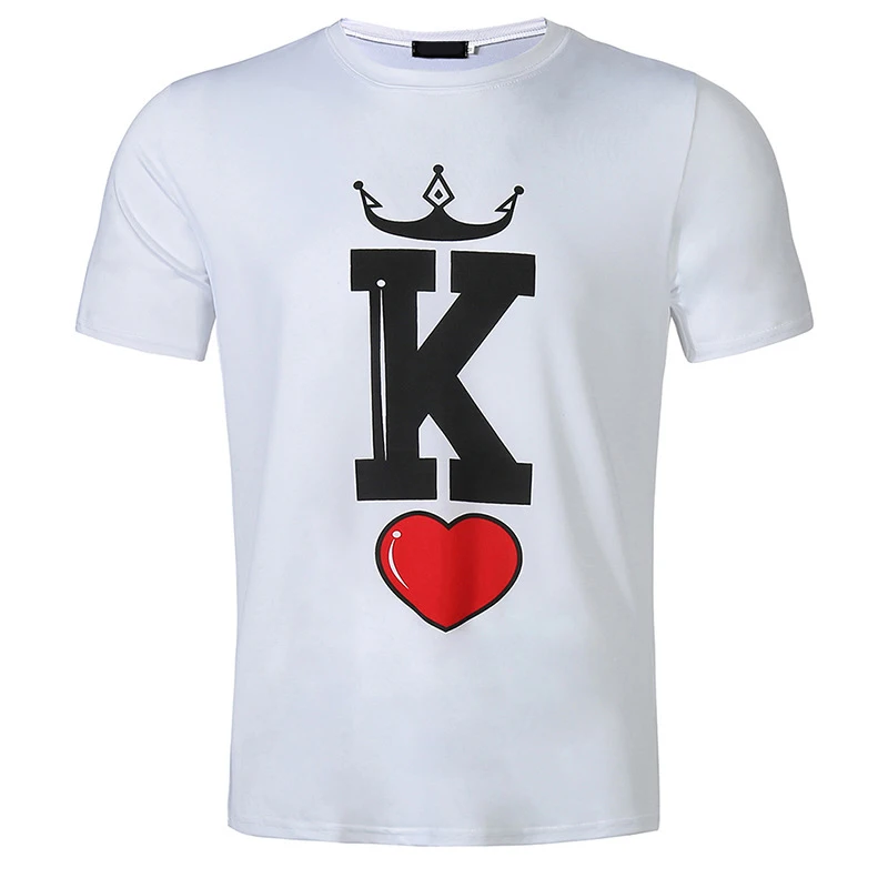 

KING QUEEN Crown Print Couples Short Sleeve T-Shirt Fashion New Style Letter Women T-Shirt Summer Tops