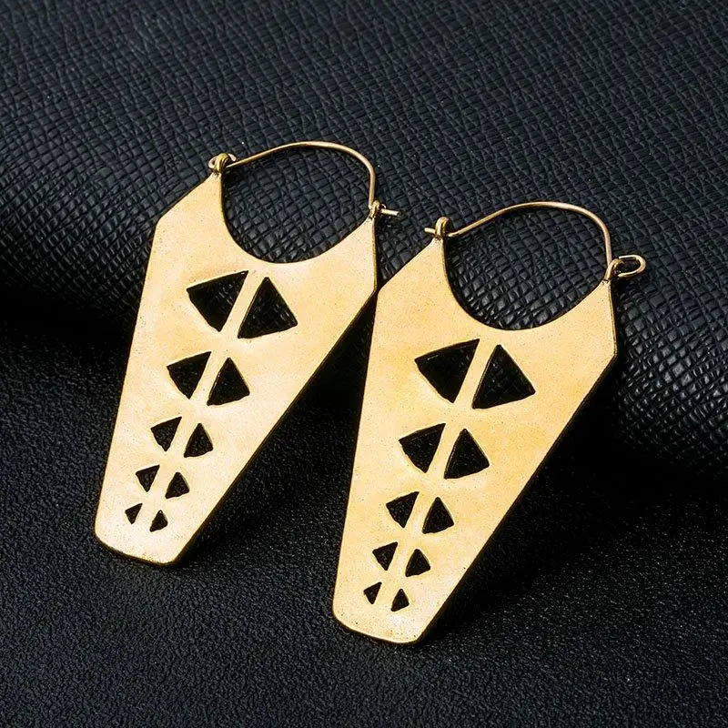 Antique Brass Индийские племенные латунные серьги, висячие серьги в форме цветка, украшенные вихрем «цыганские» серьги для женщин, богемные Винтажные серьги EAR00C000B01B - Окраска металла: Antique Brass