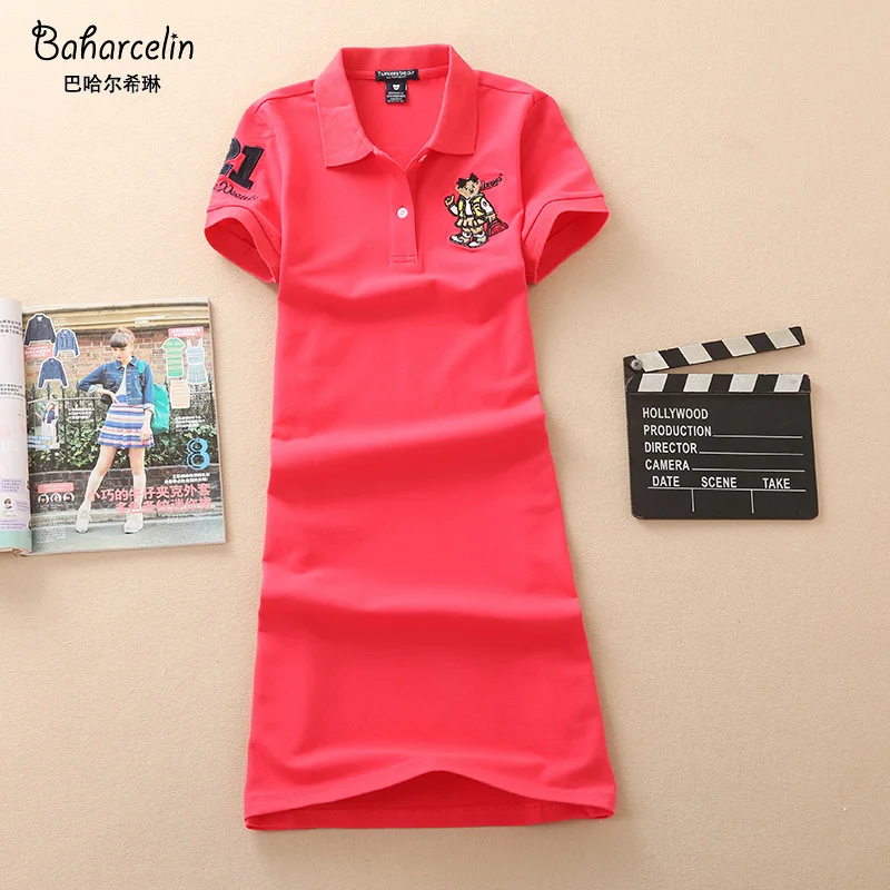 Baharcelin 2XL 3XL вышивка поло Повседневные Платья De Festa футболка Femme летние топы одежда цельнокроеное платье Ete Vestidos