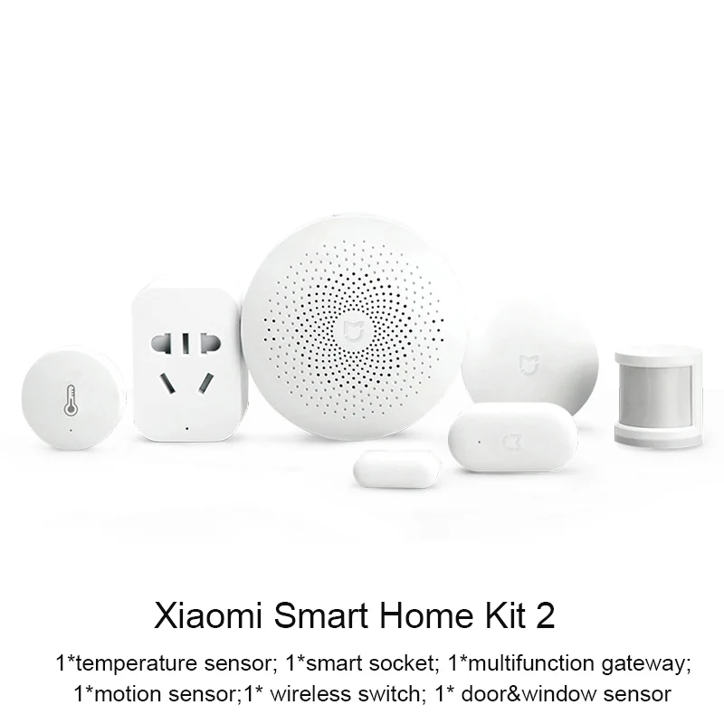 Kit with socket 6pcs Xiaomi Mijia умный дом комплект, шлюз двери окна человеческого тела датчик температуры и влажности беспроводной переключатель Zigbee розетка - Цвет: Kit with socket 6pcs