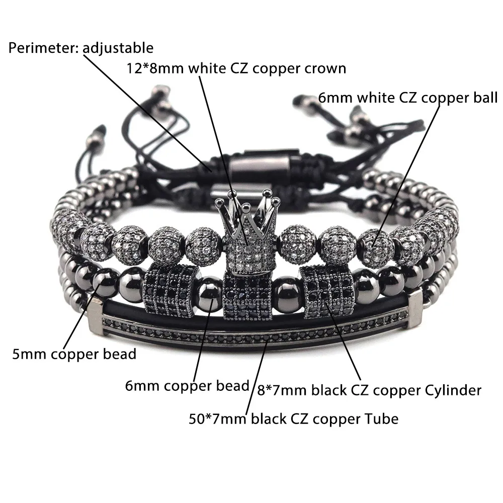 3 шт./компл. роскошный женский браслет с круглым кубическим цирконием блестящие