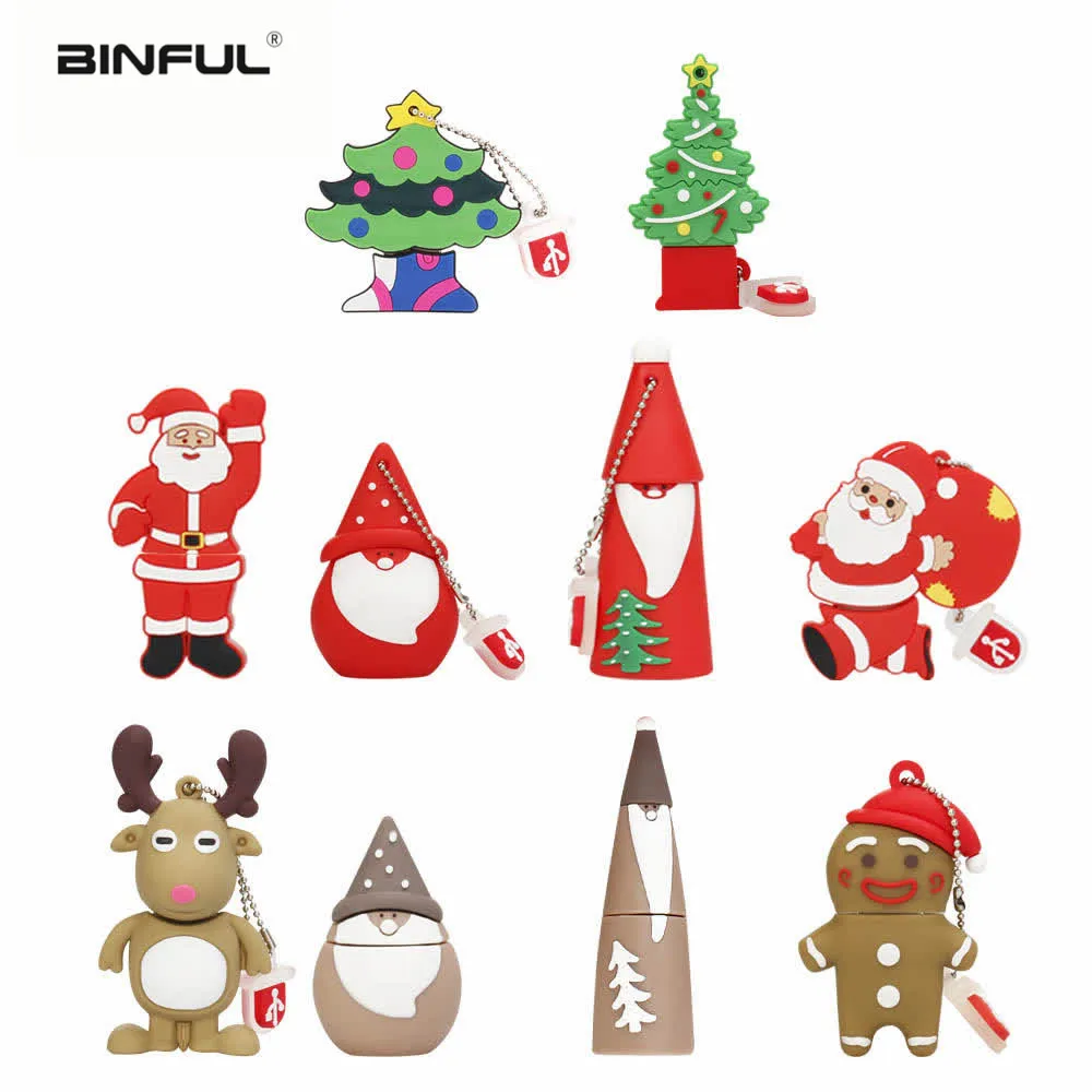 USB флеш-накопитель 128 ГБ, флеш-накопитель, мультяшный снеговик, Рождественская елка, подарки, 64 ГБ, 32 ГБ, 16 ГБ, 8 ГБ, 4 Гб, олень, Санта-Клаус, флеш-накопитель