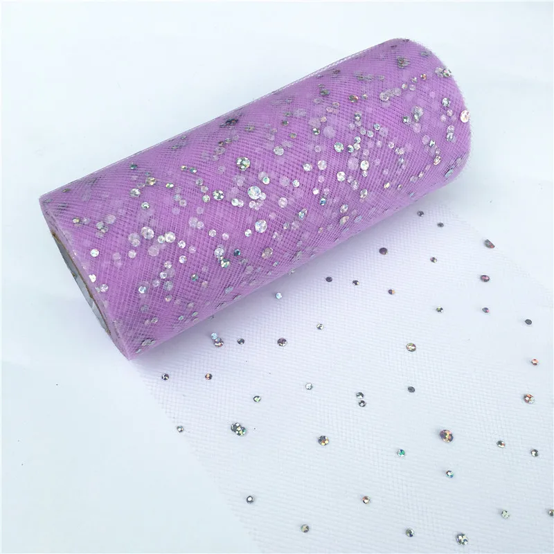 light purple Блестящий рулон тюля с блестками 25 ярдов 15 см катушка пачка Свадебная отделка органзы лазер поделки день рождения поставки - Цвет: light purple