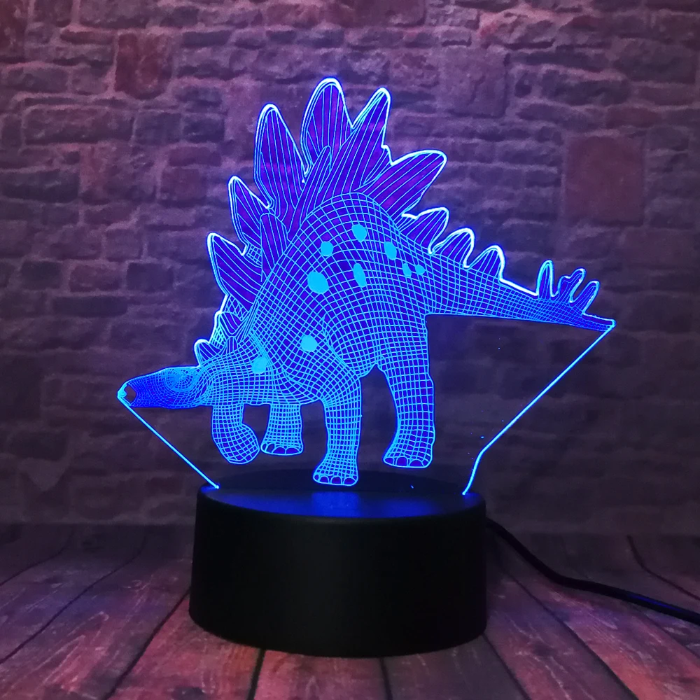 Креативная забавная 3D визуальная светодиодная Ночная лампа в форме динозавра