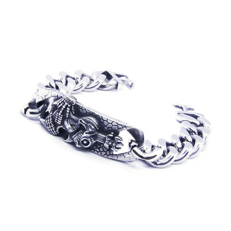 

1pc Newest Design Skull Play the Guitar Bracelet 316L Stainless Steel Jewelry Fashion Skull Bracelet