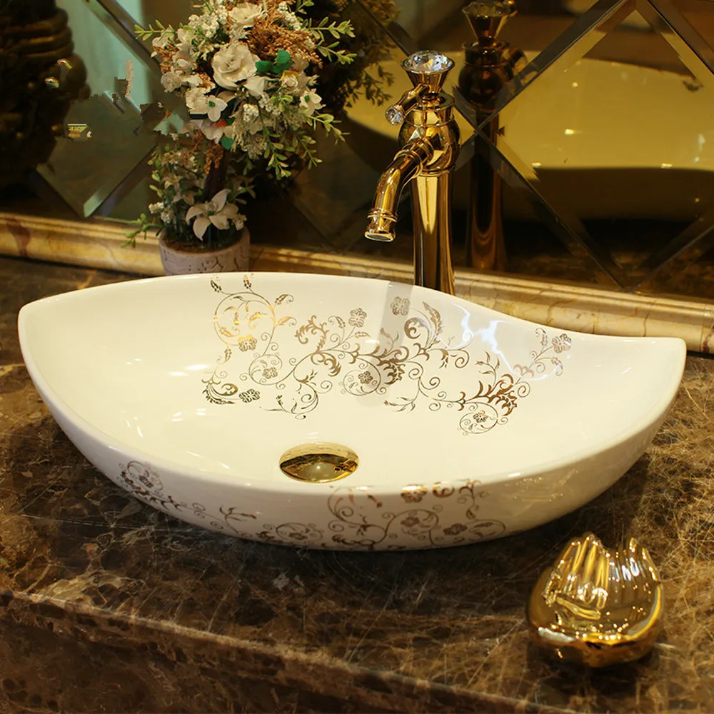 

Oval China Handmade Lavabo Washbasin Art wash basin Ceramic Counter Top Wash Basin Bathroom Sinks LO613402