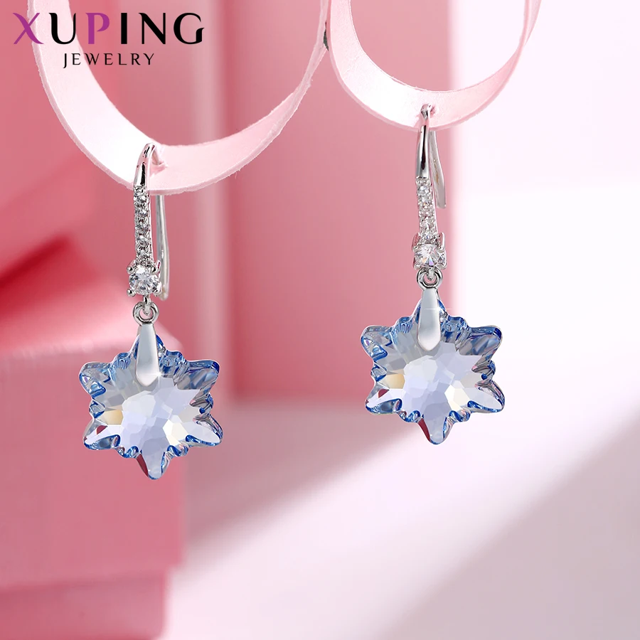 Xuping 11,11, серьги в форме снежинок, женские серьги с кристаллами Swarovski, гипоаллергенные романтические ювелирные изделия, семейные вечерние, подарочные M63-20220