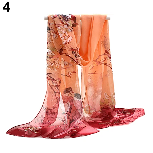 Женский шифоновый шарф средней длины с цветочным принтом |