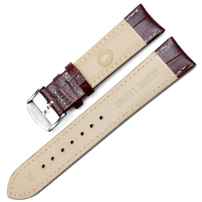 Leather watch band white car line CASIO Seiko CITIZEN leather accessories 18mm 20mm 21mm 22mm no postage. | Наручные часы