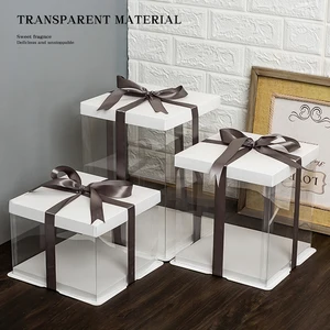 Прозрачный пластиковый вращающийся 4-дюймовый контейнер для выпечки и тортов, 10 комплектов