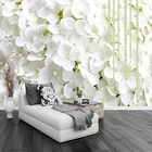 Современные модные 3D стереоскопические фотообои с белыми цветами, жемчужинами, украшения для гостиной, интерьера дома, Настенные обои