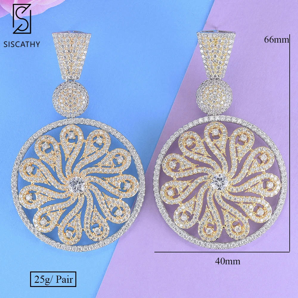 

Siscathy 2019 New Deisgn Women Drop Earrings Trendy Flower Pattern Pendant Dangle Earrings For Women Cubic Zircon Jewelry