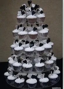 

Hot !Round Clear 5 Tier Acrylic Wedding Cake Stand Lucite Acrylic Cupcake Display Stand For Birthday Party Wedding Decorations