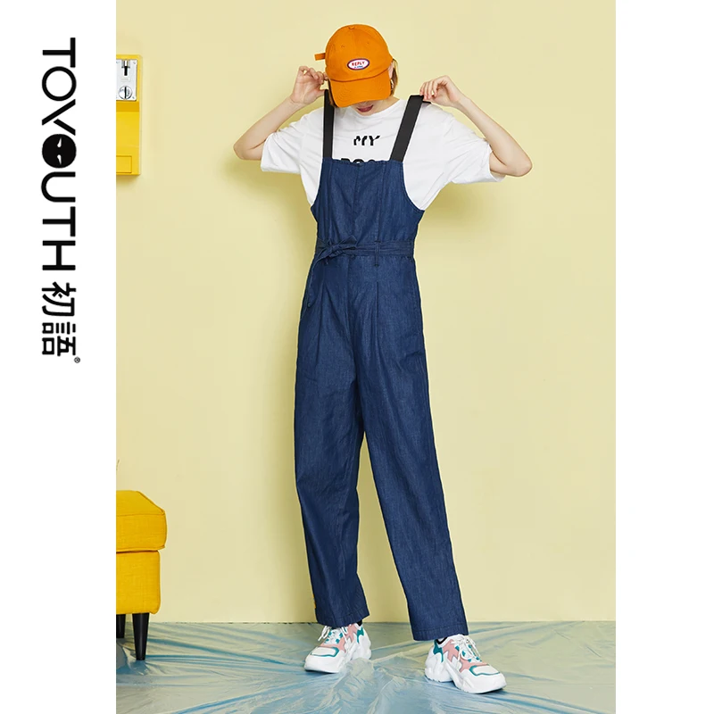 

Toyouth Vintage Mid Waist Belted Jumpsuit Women Spring Summer Sleeveless Jumpsuits Ladies Pocket Detail Jumpsuit