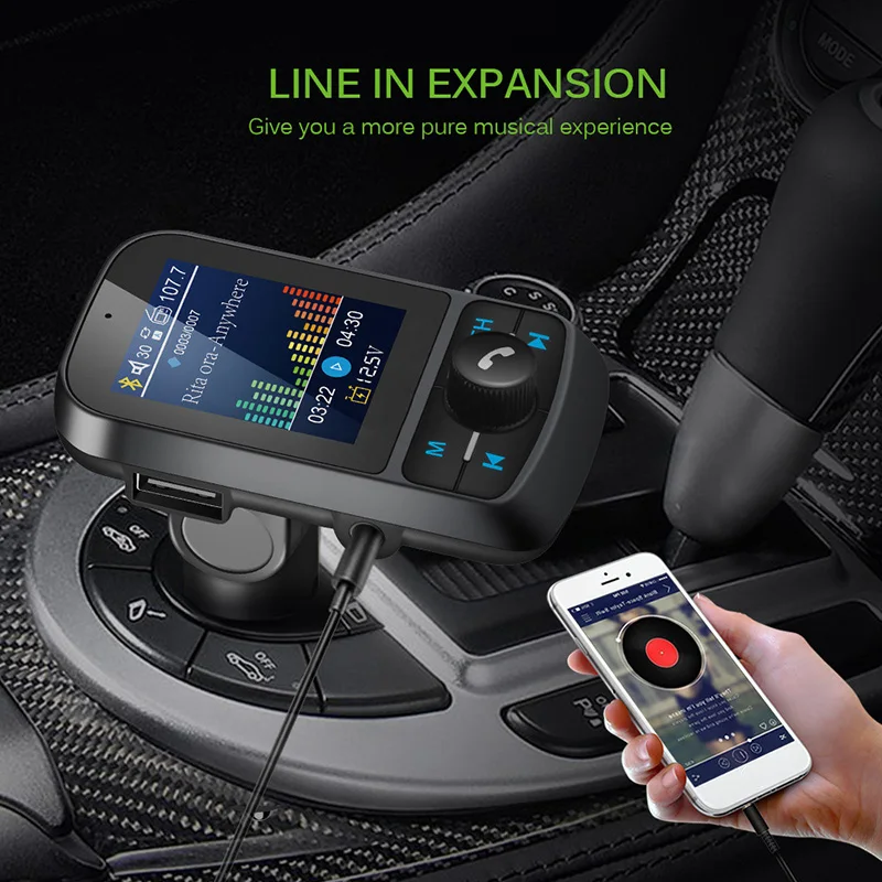 NEW FM Transmitter 1.8" Color Screen AUX Modulator Bluetooth Wireless MP3 Radio Adapter Car Kit 5V 3.1A USB Charger TF Card |