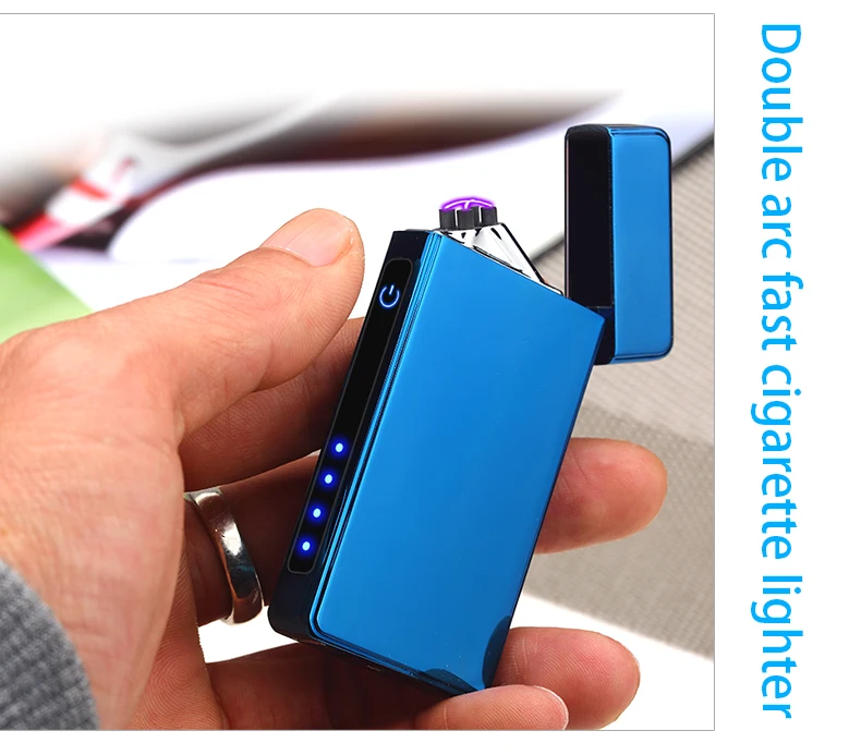 Дизайн перезаряжаемая электронная USB Зажигалка сигареты ветрозащитные, импульсные двухдуговые электрические зажигалки Плазменные беспламенные diy