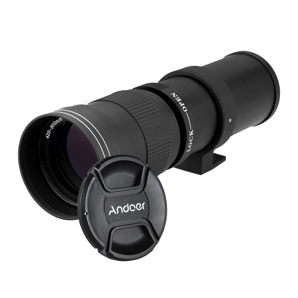 Andoer объектив Kelda 420-800 мм F/8,3-16 Супер телефото ручной зум-объектив с Т-образным креплением для Canon EOS EF Nikon DSLR камеры