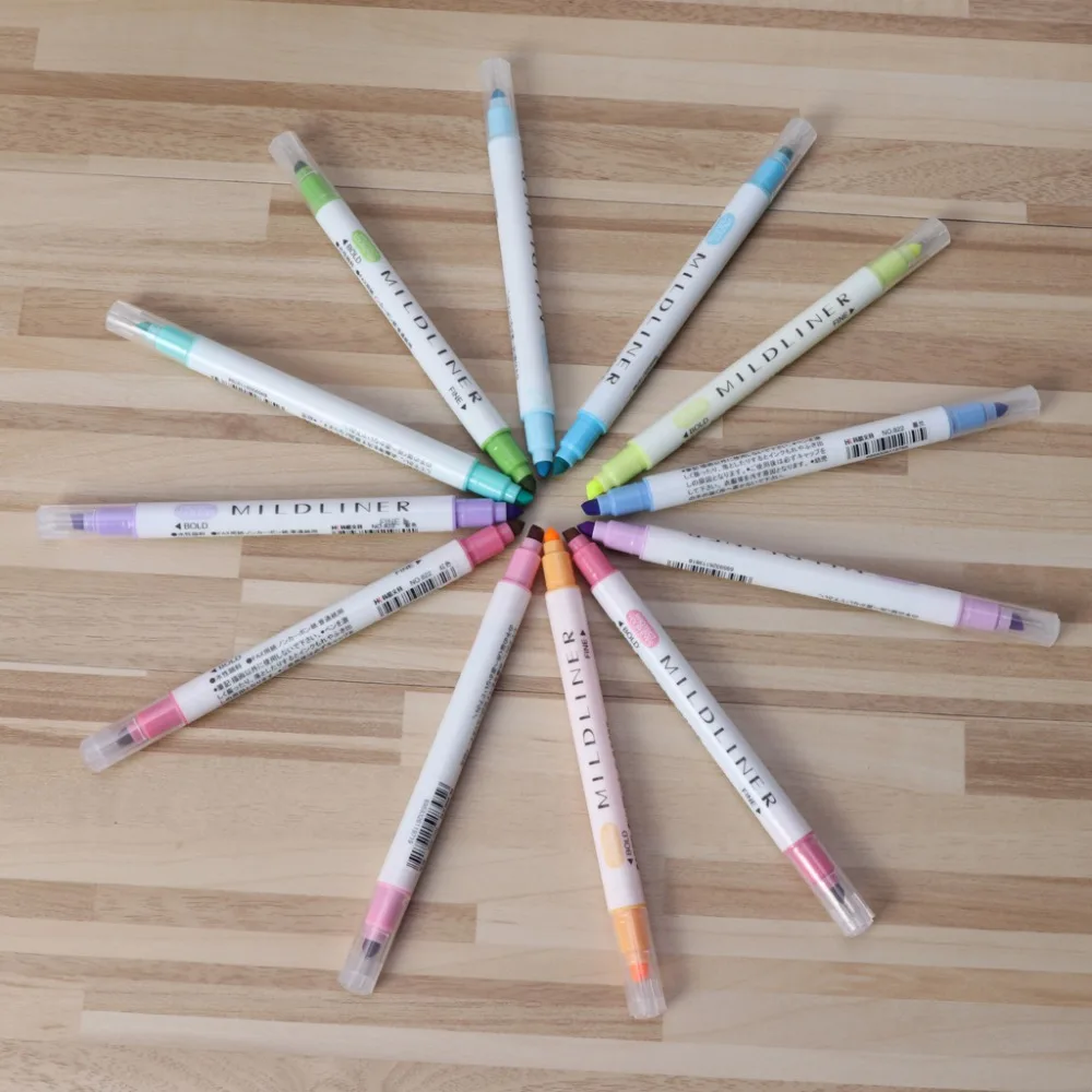 

12 Colors Highlighter Artist Double Headed Fluorescent Sketch Markers Pen School