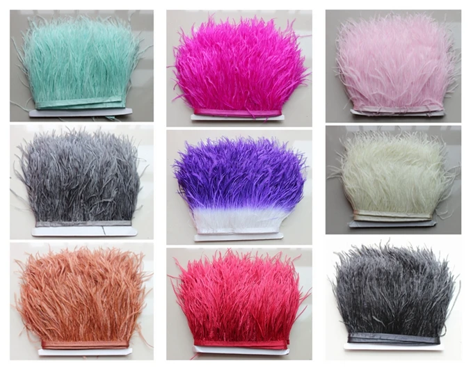 Красочные страусиное перо отделкой из страусиных перьев Отделка бахрома