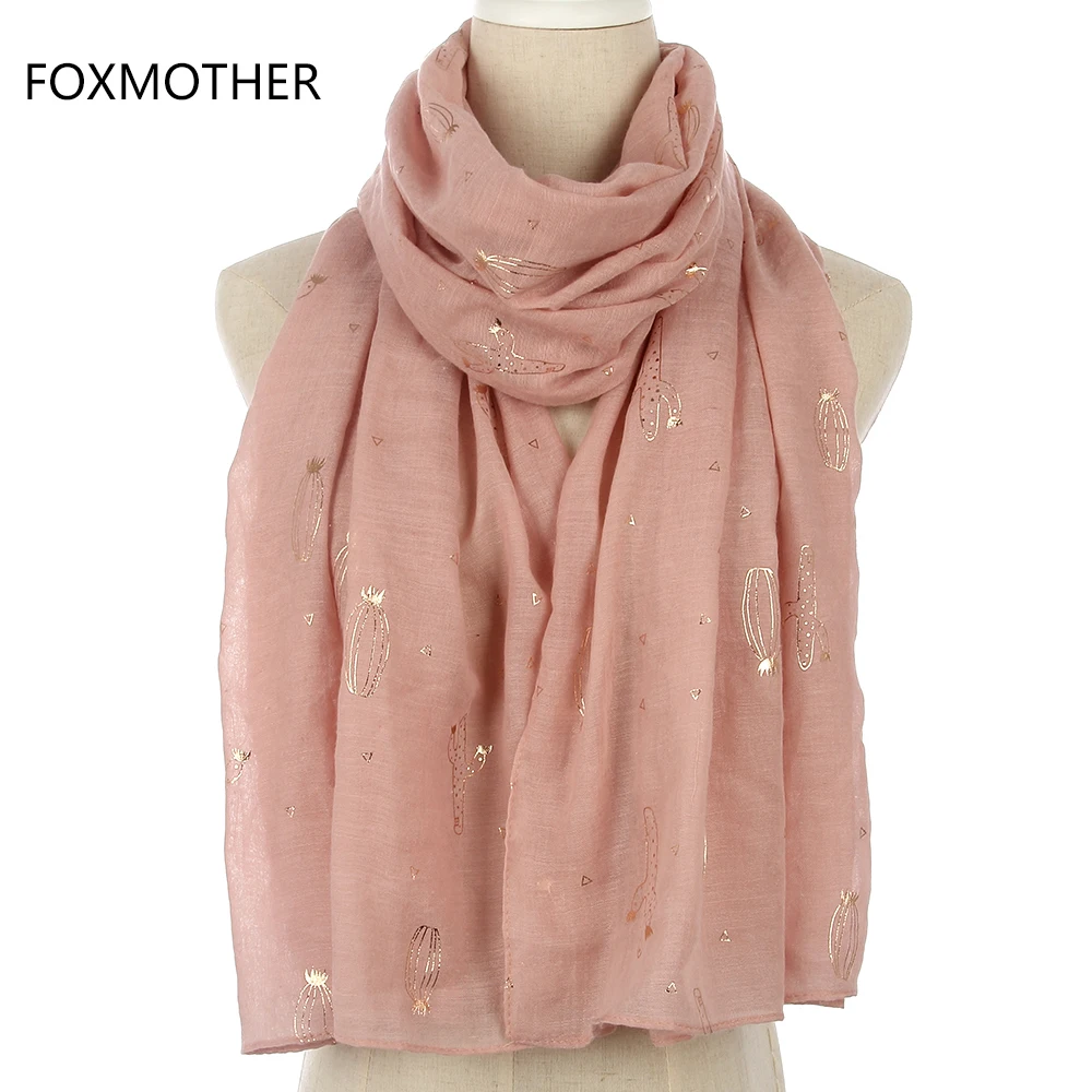 FOXMOTHER новые модные блестящие розовые кактус фольга золотистые шарфы для