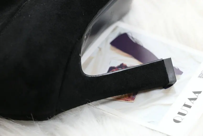 QUTAA New Winter Stretch Ankle Boots Sexy Hoof High Heels Women Shoes Platform Pointed Toe Slip on Short Boots Size 34-43