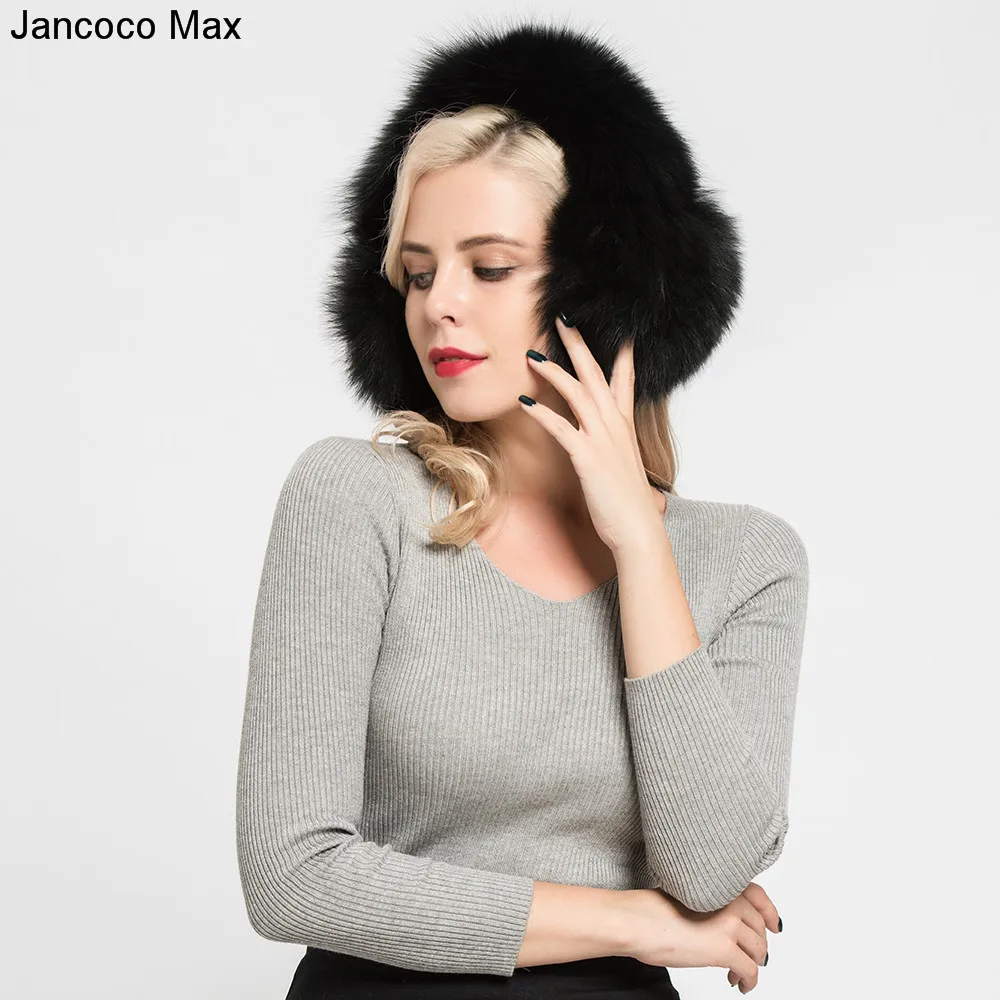 Jancoco Max+ натуральным лисьим мехом Наушники для защиты от холода, шарф, зимний теплый Одежда высшего качества шапки-ушанки Для женщин S7136